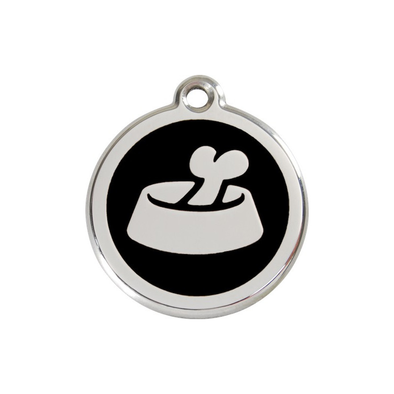 Médaille Identité Ecuelle avec Os Noir chien et chat Médaille Identité Ecuelle avec Os Noir chien et chat
