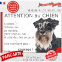 Schnauzer noir blanc, plaque portail humour "Attention au Chien, Jetez Vous au Sol" 2 tailles cm JET E