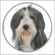Bearded Collie Barbu gris ardoise et blanc, sticker autocollant rond "photo" Disque adhésif résistant intempéries