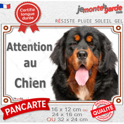 Dogue du Tibet noir et feu, plaque portail extérieure "Attention au Chien" Chien photo résiste intempéries