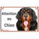 Dogue du Tibet noir et feu, plaque portail extérieure "Attention au Chien" Chien photo résiste intempéries