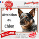 Bouvier Australien Bleu moucheté, plaque portail "Attention au Chien" photo Bleu merle résiste intempéries