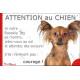 Russkiy Toy fauve, petit chien russe marron, plaque portail humour "Attention au Chien, Jetez Vous au Sol, attendez secours"