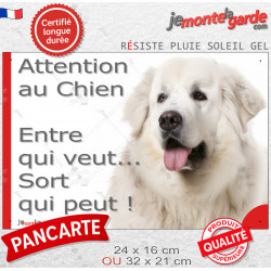 Plaque portail humour Montagne des Pyrénées tout blanc "Attention au Chien, Entre qui veut, sort qui peut" photo patou drôle