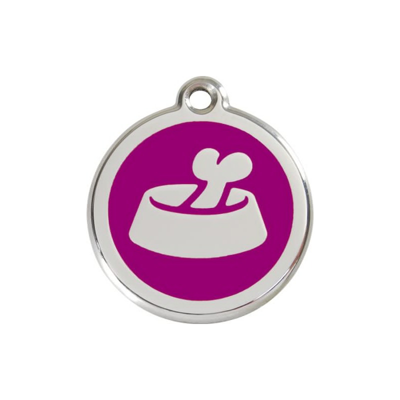 Médaille Identité Ecuelle avec Os Violet chien et chat Médaille Identité Ecuelle avec Os Violet chien et chat
