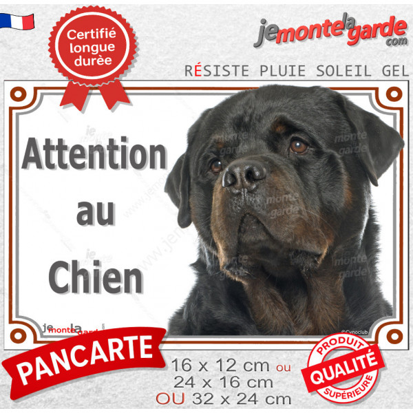 Rottweiler, plaque portail "Attention au Chien" photo Rott résiste intempéries