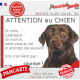 Labrador Chocolat, Panneau portail humour "Attention au Chien, jetez-vous au sol attendez secours courage" photo marron brun