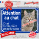 Photo Personnalisable, plaque extérieure bleue "Attention au Chat, chat totalement Imprévisible"