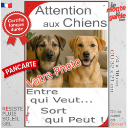 Photo Personnalisable, plaque humour PLURIEL "Attention aux Chiens, Entre qui Veut, Sort qui Peut" 2 tailles 3S