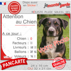 Photo Personnalisable, plaque humour "Attention au Chien, Nombre de Voleurs" 2 tailles NBR