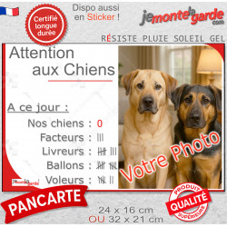 Photo Personnalisable, plaque humour PLURIEL "Attention aux Chiens, Nombre de Voleurs" 2 tailles NBR