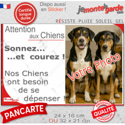 Photo Personnalisable, plaque humour PLURIEL "Attention aux Chiens, Sonnez et courez, besoin exercice" 2 tailles NBR