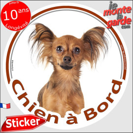 Russkiy Toy, sticker autocollant rond "Chien à Bord" Disque photo adhésif voiture Petit Chien Russe