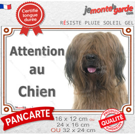 Briard Fauve, Plaque portail "Attention au Chien" Berger de Brie marron photo résiste intempéries
