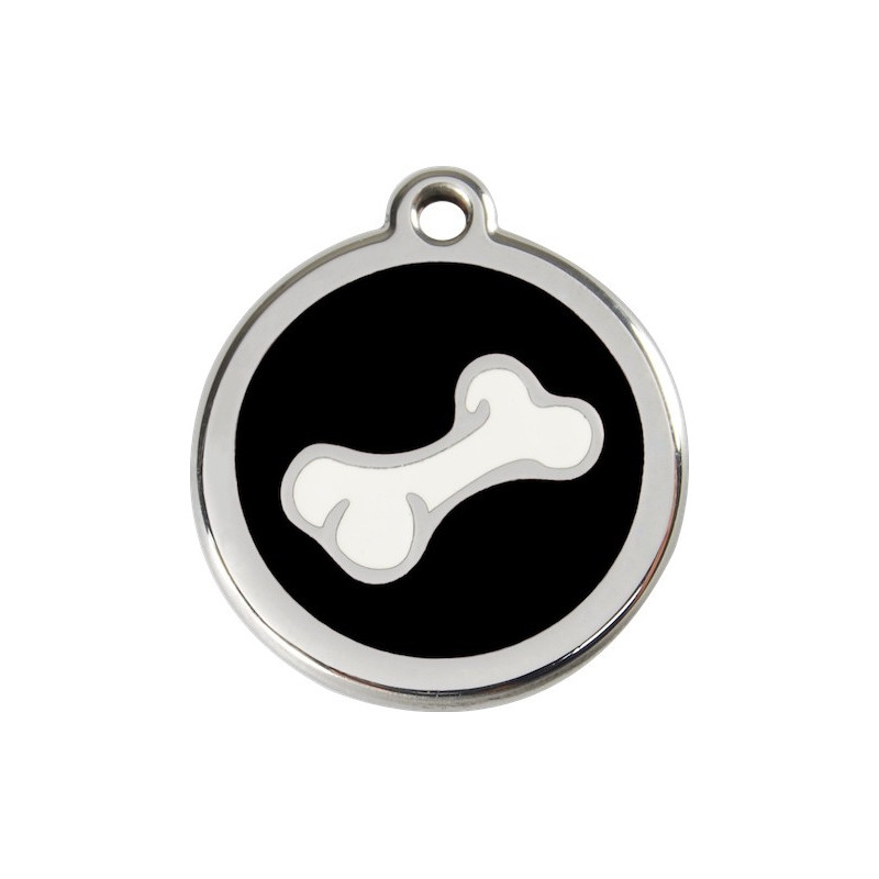 Médaille Identité Os 3D Noir Chien ou Chat Médaille Identité Os 3D Noir Chien ou Chat