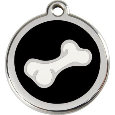 Médaille Identité  Os 3D Noir Chien ou Chat