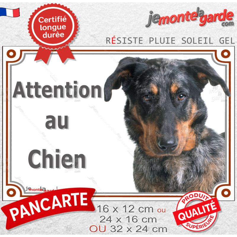 Beauceron arlequin, plaque portail photo "Attention au Chien" 3 tailles LUX E - 1