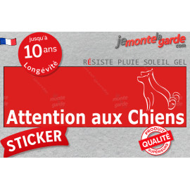 Plaque ou sticker "Attention auX ChienS" Barre Rouge 2 tailles pluriel C