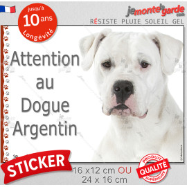Dogue Argentin, autocollant "Attention au Chien" 2 tailles D - 1