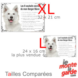 Plaque photo "Les 8 Souhaits Secrets de notre Berger Blanc Suisse" résiste pluie soleil gel, idée cadeau, 2 tailles E