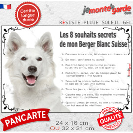 Berger Blanc Suisse, Plaque "Les 8 Souhaits Secrets" photo idée cadeau commandements éducation, résiste pluie soleil gel, idée c