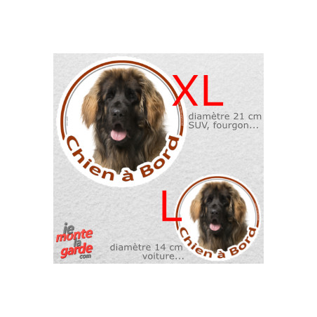 Leonberg fauve masque noir, sticker rond voiture photo "Chien à Bord" résiste pluie soleil gel, idée cadeau, 2 Tailles E