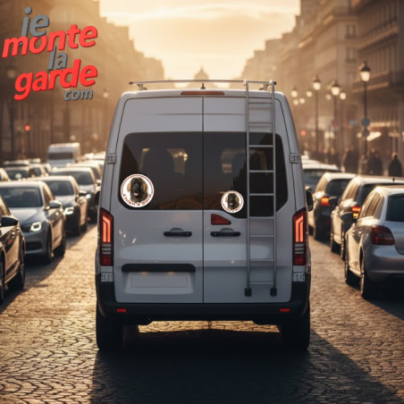 Leonberg fauve masque noir, sticker autocollant rond "Chien à Bord" Disque adhésif vitre voiture photo  tailles comparées dispon