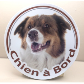 Berger Australien Tricolore Rouge, disque photo rond voiture "Chien à Bord" résiste pluie soleil gel, idée cadeau, 2 tailles D