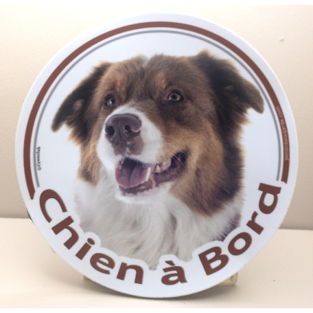 Berger Australien Tricolore Rouge, disque photo rond voiture "Chien à Bord" résiste pluie soleil gel, idée cadeau, 2 tailles D