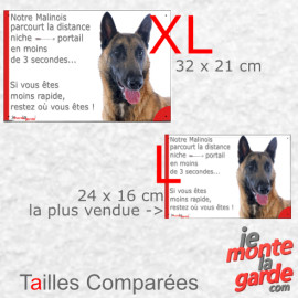 Berger Belge Malinois, plaque humour "parcourt distance Niche -Portail en moins de 3 secondes, rapide"  2 tailles D