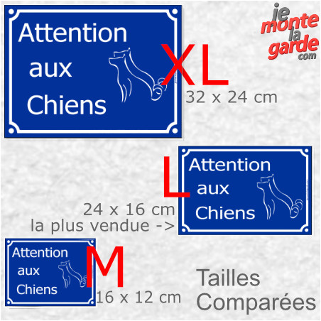 Pancarte Bleue “Attention Aux Chiens” Au PLURIEL, 4 Tailles