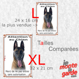 Pancarte Malinois “Attention Au Chien - Ne Pas Entrer Sans Autorisation” 4 Tailles