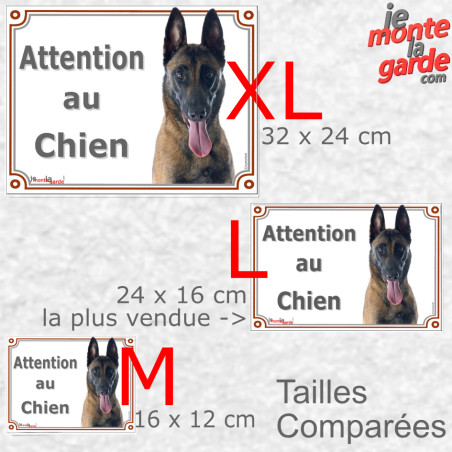 Malinois, plaque portail photo "Attention au Chien" 3 Tailles