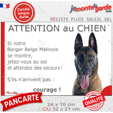 Pancarte Humour Malinois “Jetez-Vous Au Sol” 4 Tailles