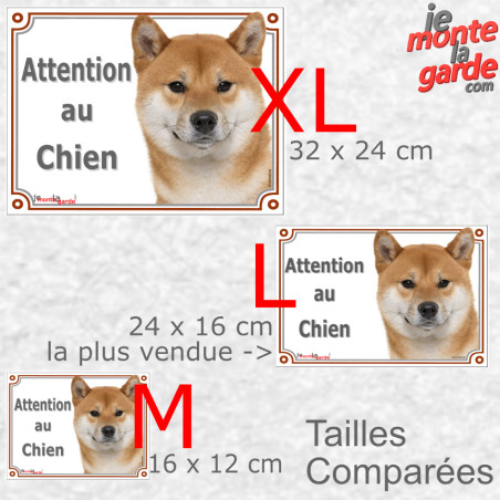 Shiba Inu fauve rouge avec urajiro, plaque portail extérieur photo "Attention au Chien" 3 tailles E