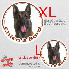 Malinois, sticker voiture rond photo "Chien à Bord" résiste dehors, 2 Tailles D