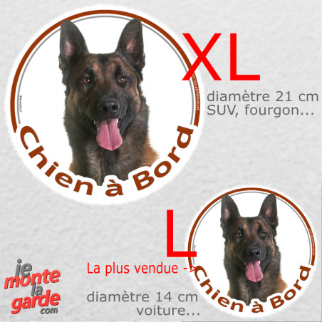 Malinois, sticker voiture rond photo "Chien à Bord" résiste dehors, 2 Tailles D