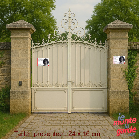 Springer Anglais Spaniel noir, plaque humour "parcourt distance Niche-Portail en moins de 3 secondes" 2 tailles D