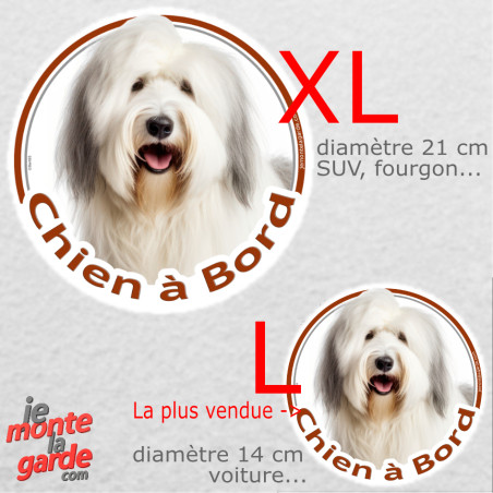 Bobtail, disque autocollant voiture photo "Chien à Bord" résiste à l'extérieur, idée cadeau, 2 tailles D