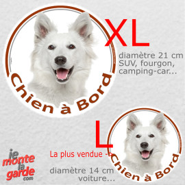 Sticker Berger Blanc Suisse “Chien À Bord” Rond Pour Voiture | 2 Tailles