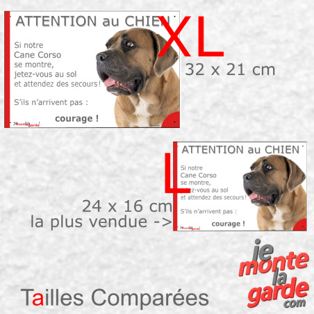 Cane Corso, plaque humour "Attention au Chien, Jetez Vous au Sol" 3 Tailles