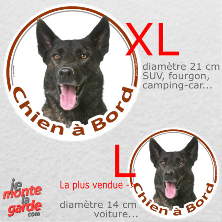 Berger Hollandais, sticker voiture rond "Chien à Bord" 2 Tailles