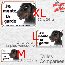 Dobermann noir et feu, plaque portail photo "Je Monte la Garde, vous entrez à vos risques et périls" 3 tailles D