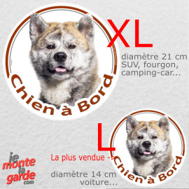Akita Inu bringé sésame noir, sticker voiture rond photo "Chien à Bord" 2 tailles D