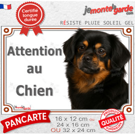 Epagneul Tibétain noir et feu, plaque portail photo "Attention au Chien" Terrier du Tibet résiste pluie soleil gel, idée cadeau