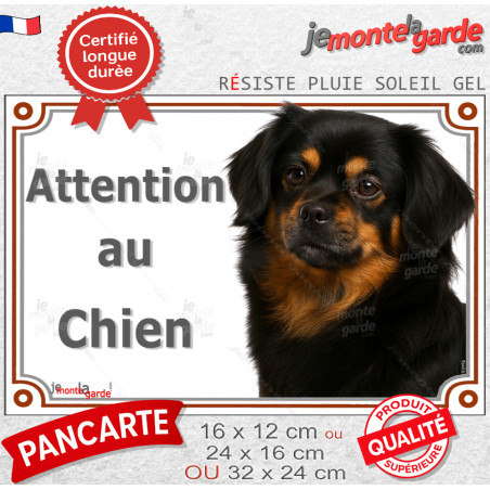 Epagneul Tibétain noir et feu, plaque portail photo "Attention au Chien" Terrier du Tibet résiste pluie soleil gel, idée cadeau