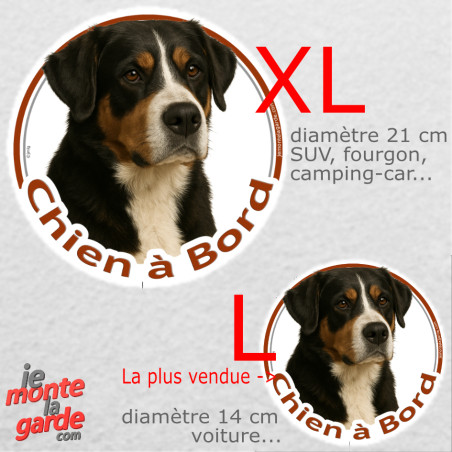 Grand Bouvier Suisse, sticker rond photo voiture "Chien à Bord" résiste pluie soleil gel, idée cadeau, 2 tailles D