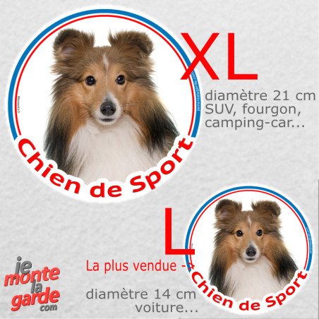 Berger des Shetland fauve, sticker rond photo "Chien de Sport" résiste pluie soleil gel, idée cadeau, 2 tailles D Berger des Shetland fauve, sticker rond photo "Chien de Sport" résiste pluie soleil gel, idée cadeau, 2 tailles D