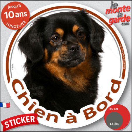 Epagneul Tibétain noir et feu, disque photo autocollant photo "Chien à Bord" Sticker adhésif rond vitre voiture résiste pluie so