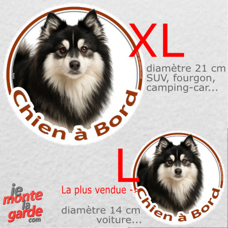 Pomsky noir et blanc, disque photo autocollant voiture "Chien à Bord" résiste pluie soleil gel, idée cadeau, 2 tailles D